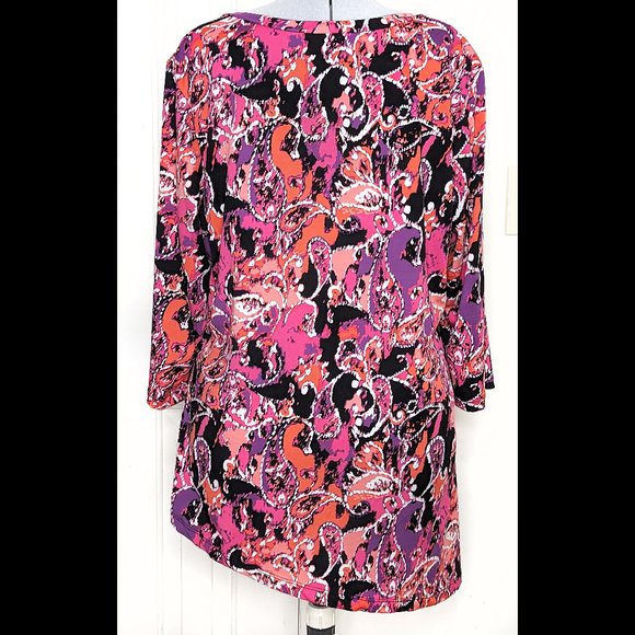 Impressionist AVENUE 18/20 1X Pink Purple, Orange & White Paisley Stretch Blouse - Picture 5 of 5
